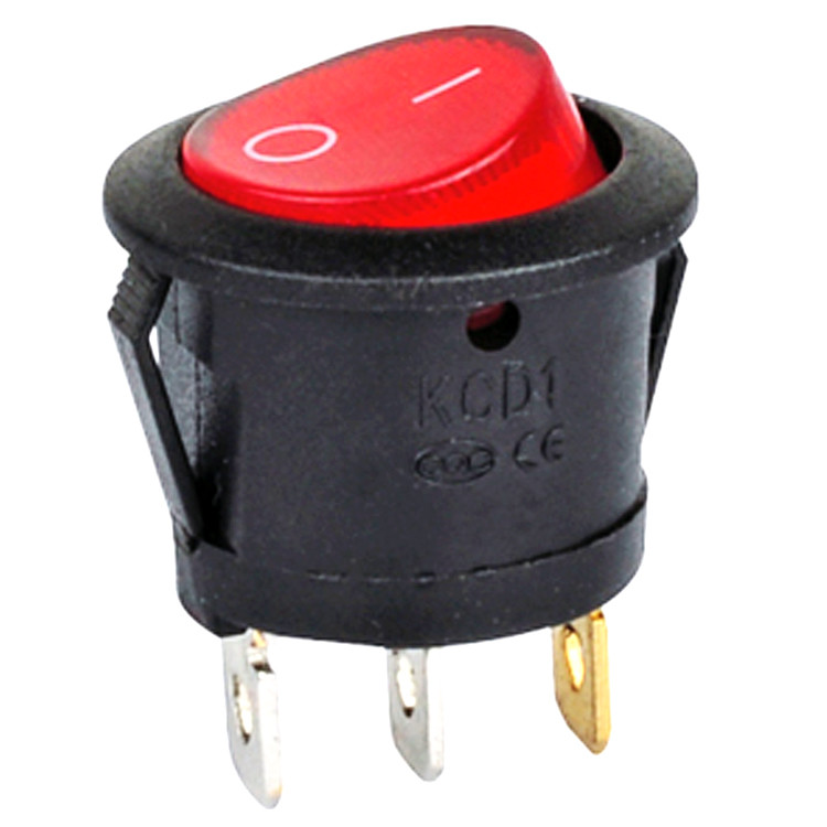 China Car Dash Boat Rocker Switch 3 Pin T85 Round Illuminated With Red Green Blue Led Light on sale