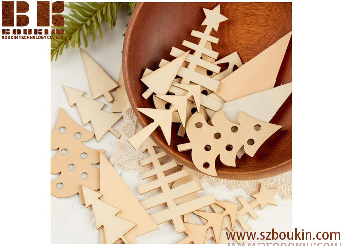 Unfinished Natural  Wood Tree Cutouts Christmas Tree Decoration