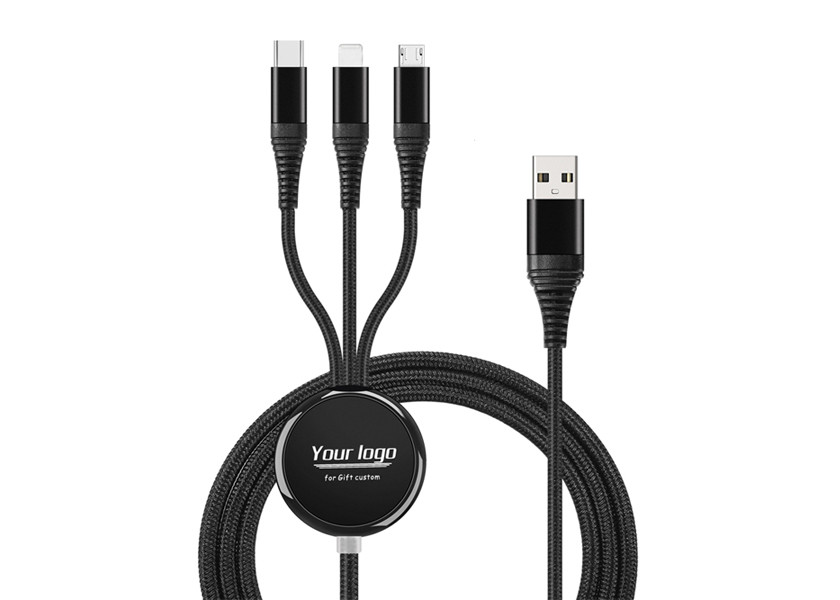 China Nylon Braided USB 115cm 3 In 1 Fast Charging Cable OEM Black Color for sale