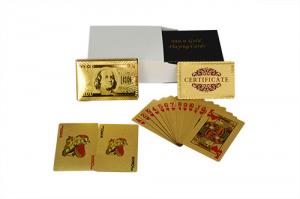 China USD dollars marked 24k Gold Playing Cards with Printing Engrave Technique on sale