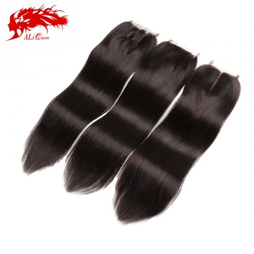 China Quick Change Hair Ali Queen Straight 4*4 Lace Closures Hair Real Human Hair Extensions Free Shipping on sale