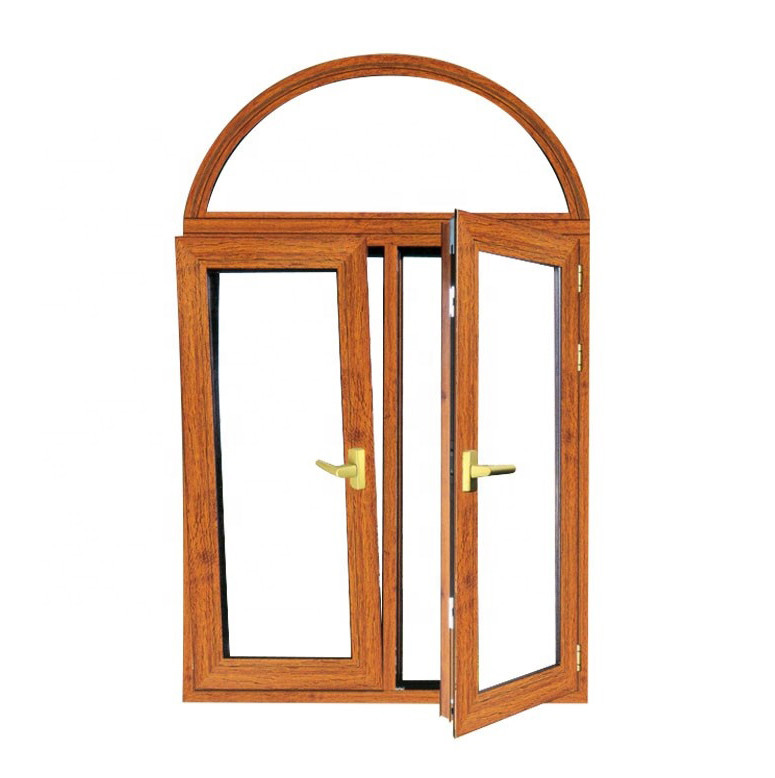 Cheap Aluminum Fireproofing Arched Tilt And Turn Windows Swing Open Wood Grain Frame wholesale