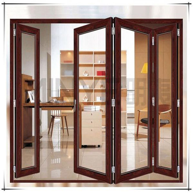 Cheap Soundproof Exterior Commercial Aluminium Doors Bifold Double Glass Powder Coated Surface wholesale