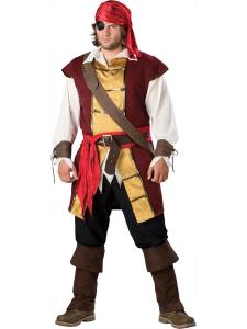China Sexy Costumes Wholesale Brown Gold Velvet Suede Swashbuckler Costume with S to XL on sale