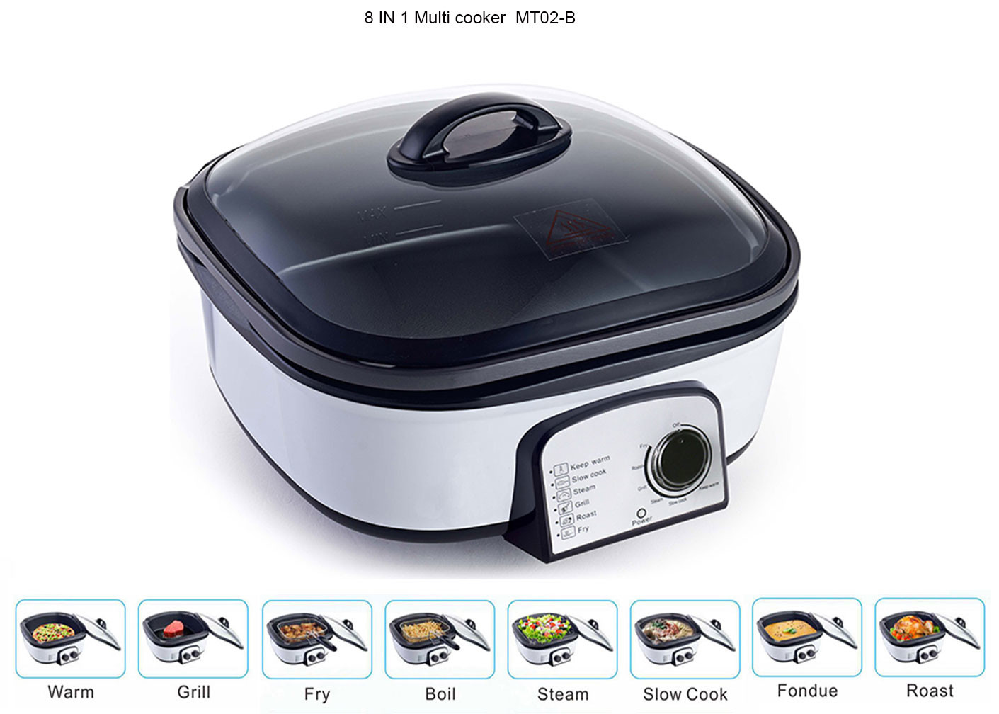 Cheap Glass Cover Electric Multi Cooker 8 IN 1 Copper Wire PP Shell Base Lightweight wholesale