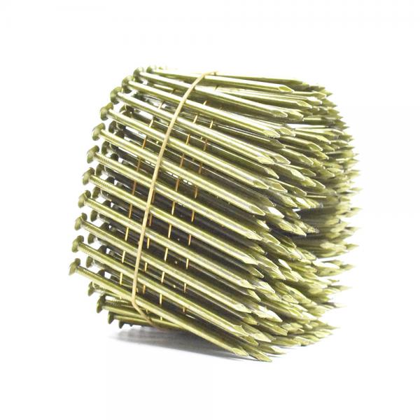 Quality Yellow Coated Galvanized Coil Nails Q235 Material For Wood Pallet 15 Degree for sale