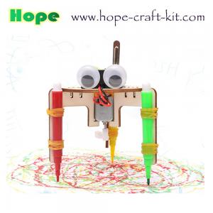 Cheap Kids Scientific DIY Toys Wooden Color Smart Graffiti Doodling Robots Easy Assembly for STEM physics Education OEM ODM wholesale