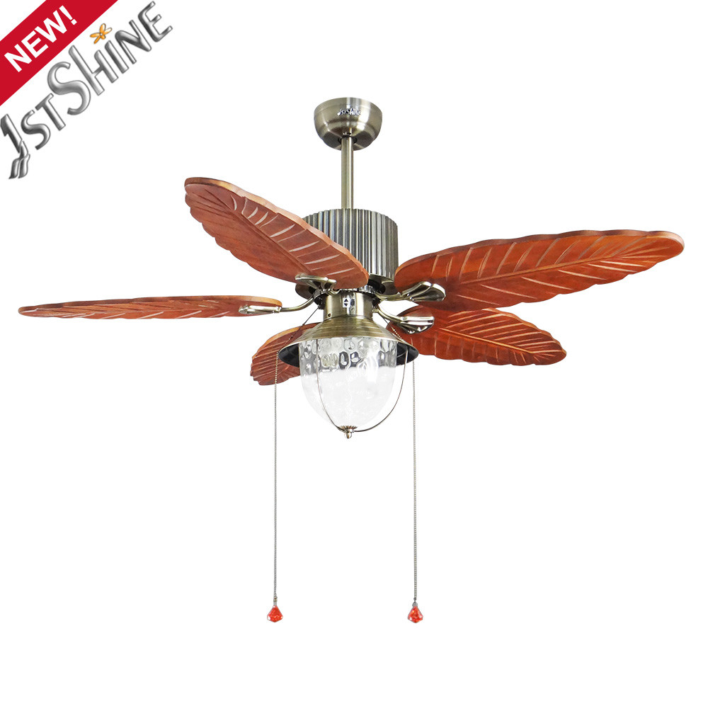 China 52 Inch Wood Blade Classic Ceiling Fans Pull Chain Control Mulit Color on sale