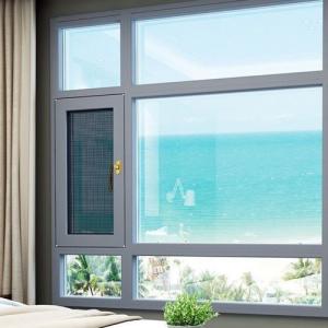 Cheap Double Glazed Aluminum Swing Tilt And Turn Window Deep Grey Frame With Mesh wholesale