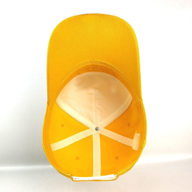 Cheap Factory manufacture customized Lemon yellow 5panel logo plastic buckle baseball caps hats wholesale