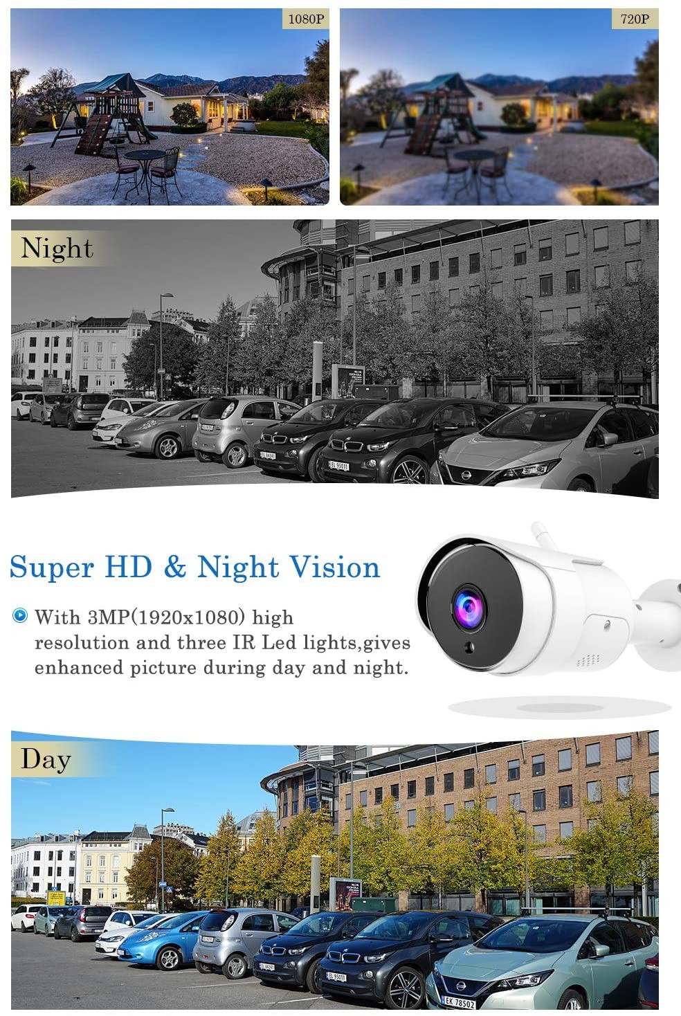 1080P HD Smart Surveillance Camera WiFi Wireless IP Camera Supports Alexa & IFTTT