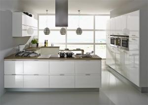 Cheap Modern High Gloss Lacquer MDF Kitchen Cabinets With White Quartz Stone wholesale