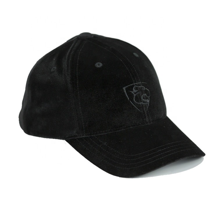 Cheap Unisex Fitted Unstructured Baseball Caps , Black Velvet Baseball Hat Quick Dry wholesale