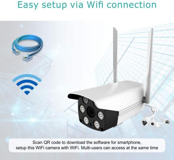 Outdoor Wifi Ip Security Wireless Cctv Camera With Night Vision 30M 128GB 1080P