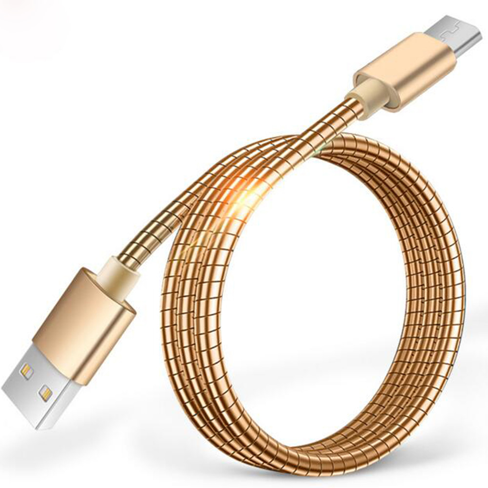 Metal Spring USB Cable, USB A to Lightning Cable / Type C Cable / Micro USB Cable, Fast Charging and Data Sync Type C Ca for sale