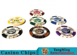 Cheap 14g Custom Clay Poker Chips With Mette Sticker 3.4mm Thickness wholesale