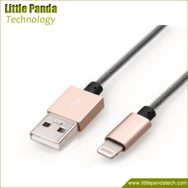 China Silver Plated Aluminum USB Data Cable MFI Certified Lightning USB Cable Nylon Braided Cables for sale