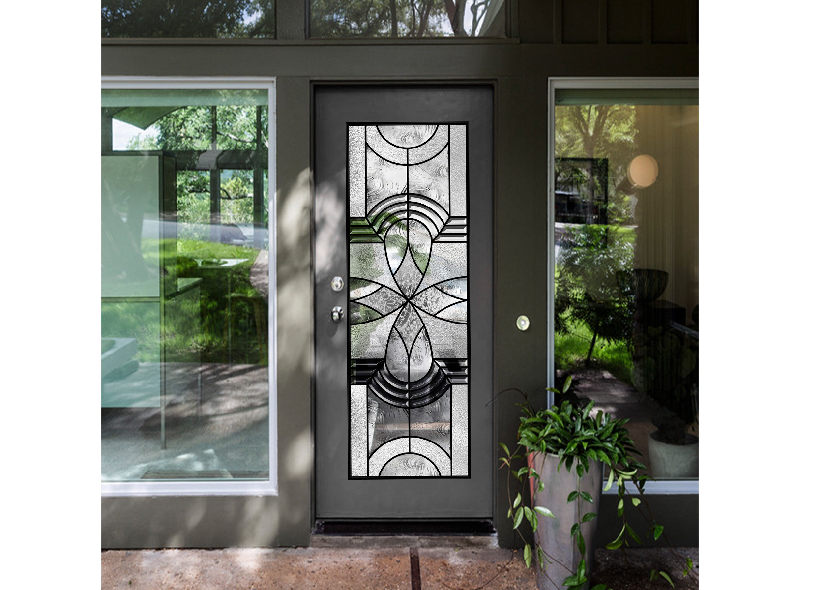 Natural Light Elegant Entry Door Custom Decorative Glass Windows Simple Diffusion Art for sale