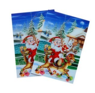 Cheap Merry Christmas plastic 3d lenticular lens printing sticker flip animation Wall Sticker wholesale