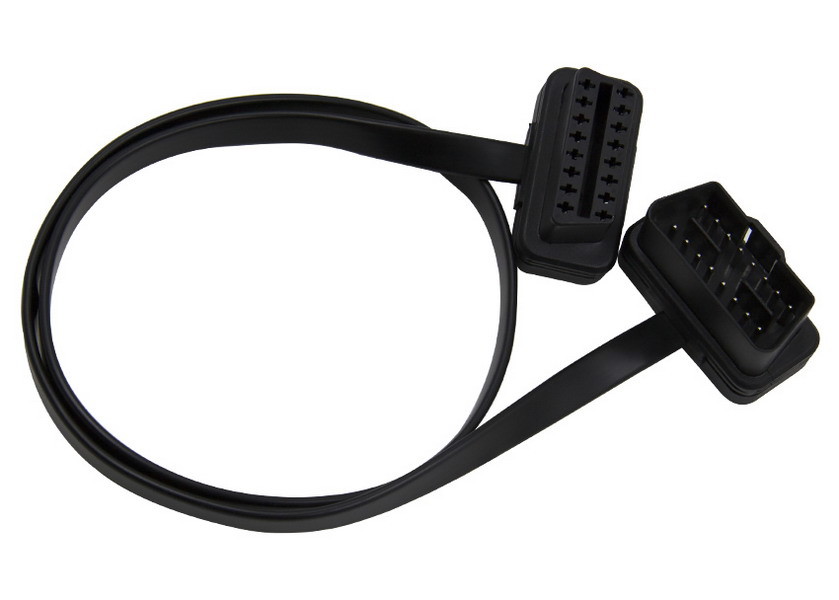 Cheap Black Obd2 Extension Cable Right Angle Male 24V To Female Flat Extension Cord wholesale