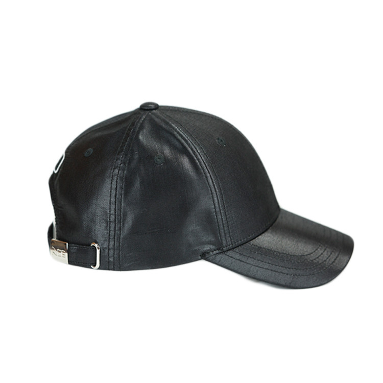 Cheap Comfortable Black Leather Material Sports Dad Hats With Metal Buckle wholesale