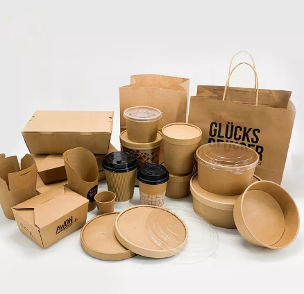 China Disposable Kraft Paper Packaging Box Flexo Greaseproof Take Away Lunch Box on sale