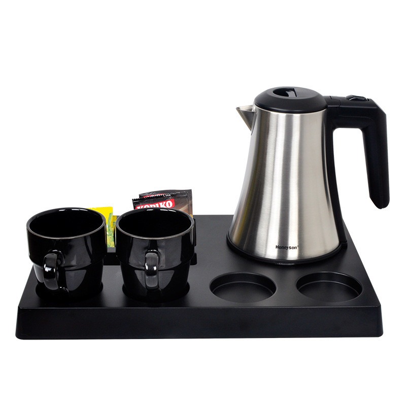 China 0.8L Stainless Steel Electric Kettle With Coffee Wooden Tray Set on sale