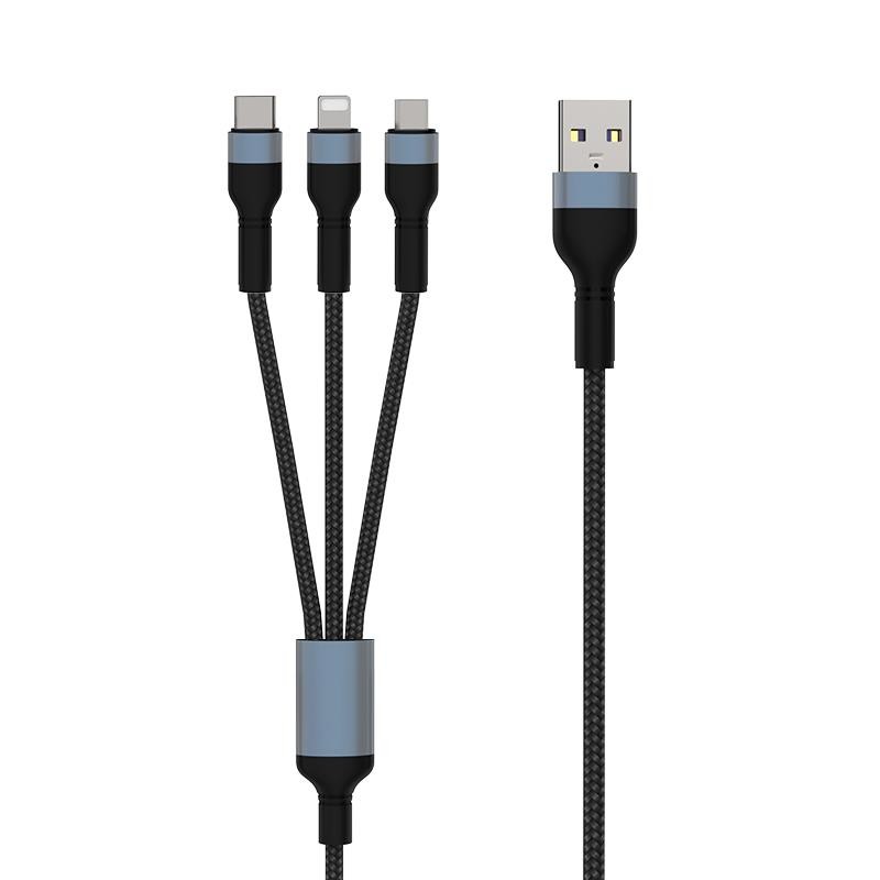 China Black Super Fast Nylon Braided Charging Cable M04 2.4A 5V Compatible for sale