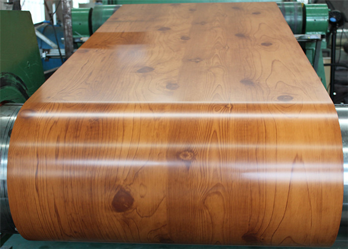 China PVC Laminated Metal Sheet Wood Grain VCM Color Coated Steel Coil Strong Toughness on sale
