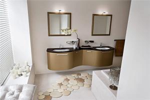Cheap Hanging Custom Bathroom Vanity Cabinets Granite Countertop With Double Mirror wholesale