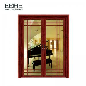 Cheap Soundproof Aluminium Contemporary Entrance Doors , Red Aluminium Double Front Doors wholesale
