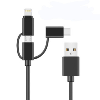 Cheap 3 In1 PVC USB Cable 2.0 Black Color Home Use SGS Certification wholesale