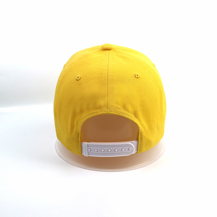 Cheap Factory manufacture customized Lemon yellow 5panel logo plastic buckle baseball caps hats wholesale