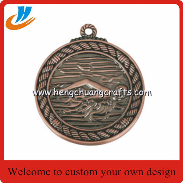 Buy cheap Polished antique copper swimming medals,do custom design swimming sports medals from wholesalers