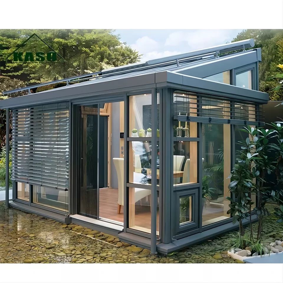 Cheap Garden Modern Small Free Standing Solarium Aluminum Frame Prefabricated Glass House Sunroom wholesale