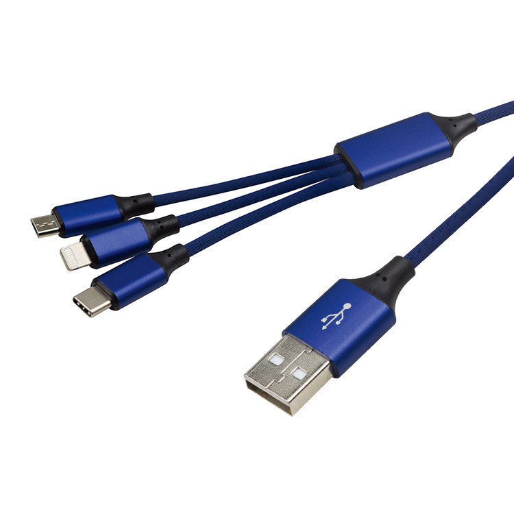 Gold / Nickel Plated 3 In 1 Usb Data And Charging Cable for sale