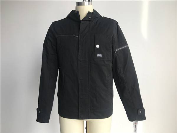Cheap Male Military Cotton Woven Fabric Jacket Black Color With Hood TW58969 wholesale