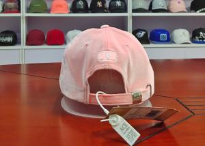 Cheap Velvet Fabric Pink 6 Panel Baseball caps With Embroidery Logo / Curve Bill Hats wholesale