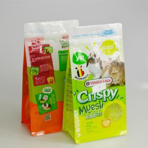 Cheap Pet food plastic packaging aluminum foil flat bottom pouch with zipper / dog food 50 lb bag wholesale