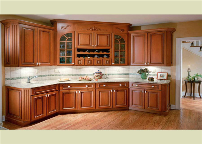 Cheap Beautiful Solid Wood Kitchen Cabinets Customized Classic Design From Foshan wholesale