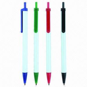 Cheap Plastic Click-action Slim Ballpoint Pens, Measures 14cm wholesale