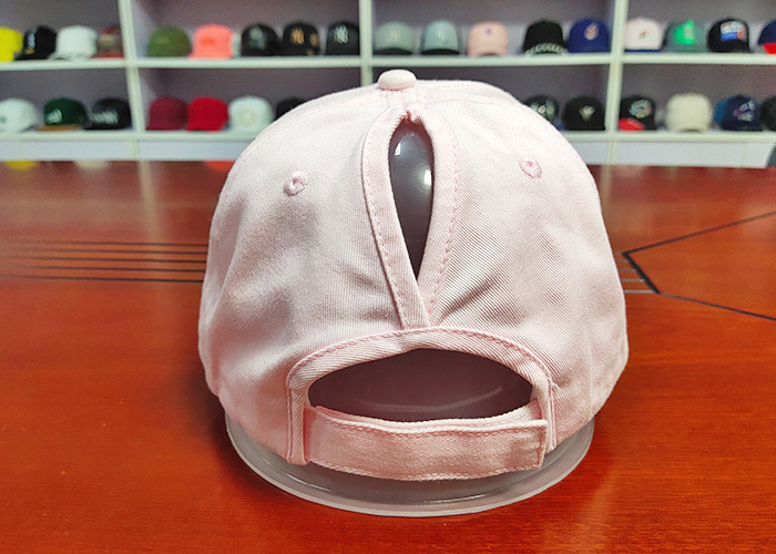 Cheap Hot Sale Pink 6 Panel Custom Your Own Logo Ponytail Baseball Sport Caps Hats For Women wholesale