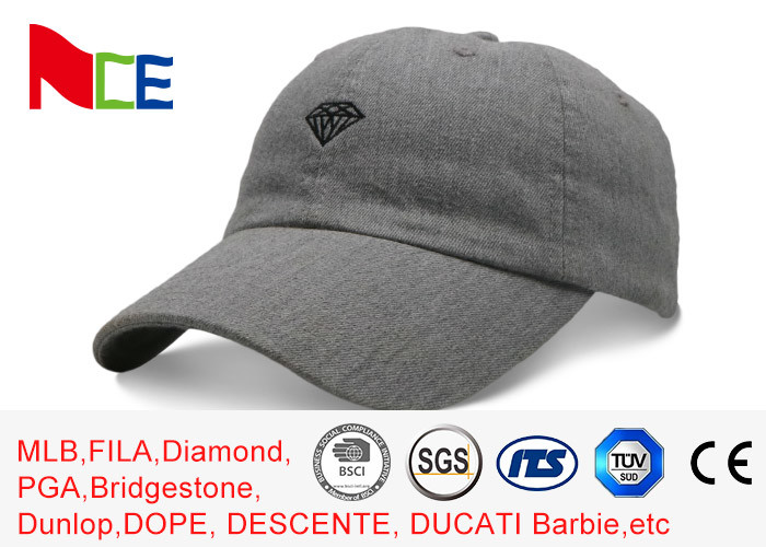 Cheap Diamond gray dads cap low crown diamond logo adjustable buckle wholesale