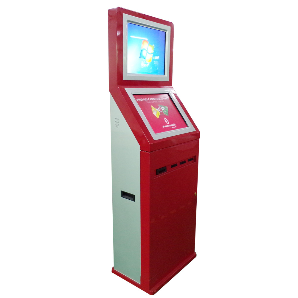 Cheap Lobby Style Dual Screen Kiosk Ticket Machine With Ticket Printer / Card Reader wholesale