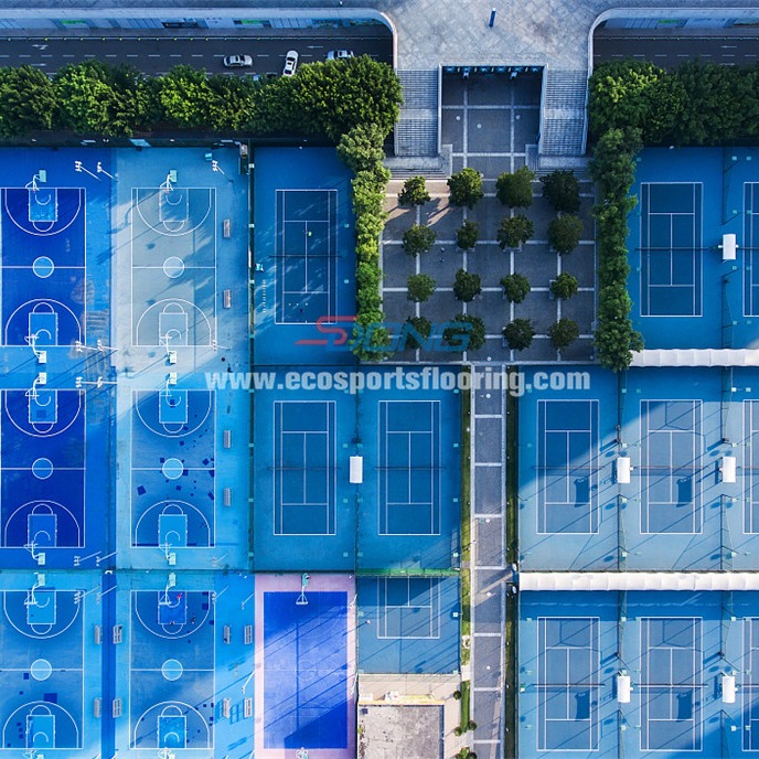 Cheap Outdoor Basketball Sports Court Equipment Flooring Silicon PU Tennis Courts wholesale