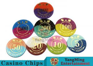 Cheap Crystal Acrylic Casino Poker Chips , Mesh Bronzing Silkscreen Custom Casino Chips wholesale