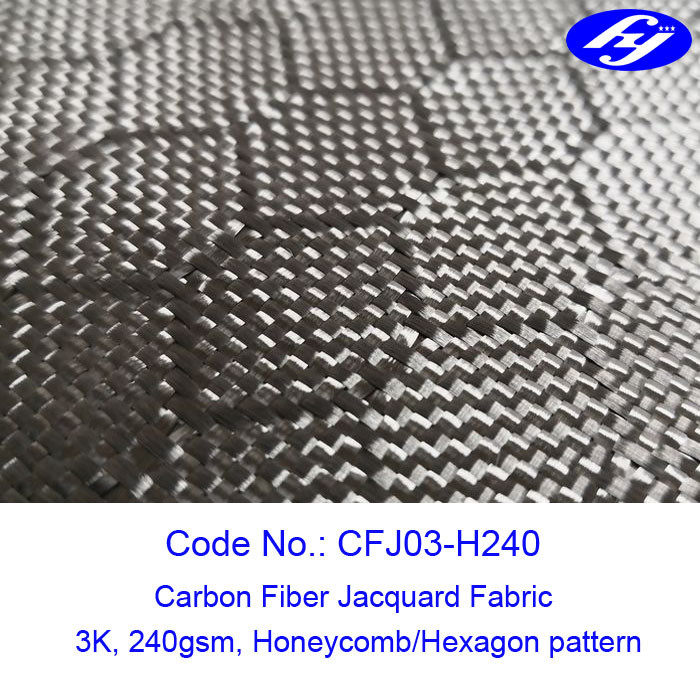 China Honeycomb / Hexagon Pattern 3K Carbon Black Fiber Jacquard Fabric on sale