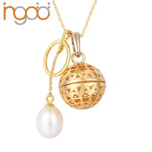 China 2018 New Arrival Pearl Imitation pearl necklace  gold plated  with Fragrance beads Cage Charm on sale