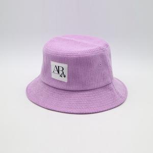 Cheap Purple Fisherman Bucket Hat Woven Patch 100% Corduroy Women'S Cap wholesale