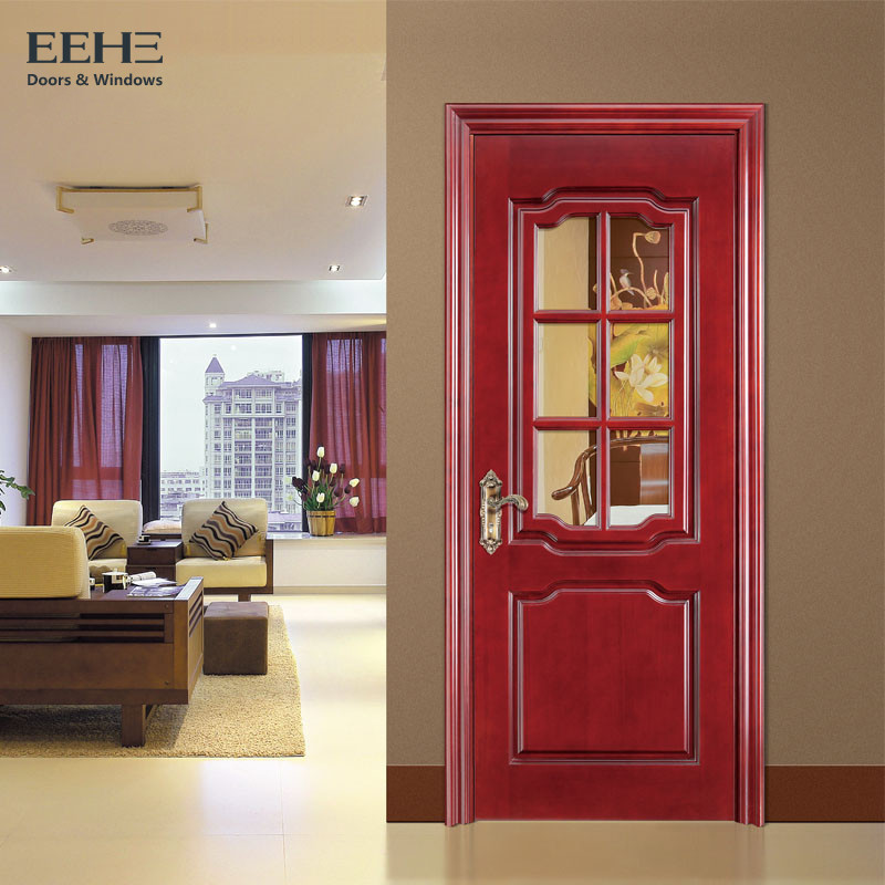 Cheap Rural Hotel Solid Wood Interior Doors With Glass High Temperature Resistant wholesale